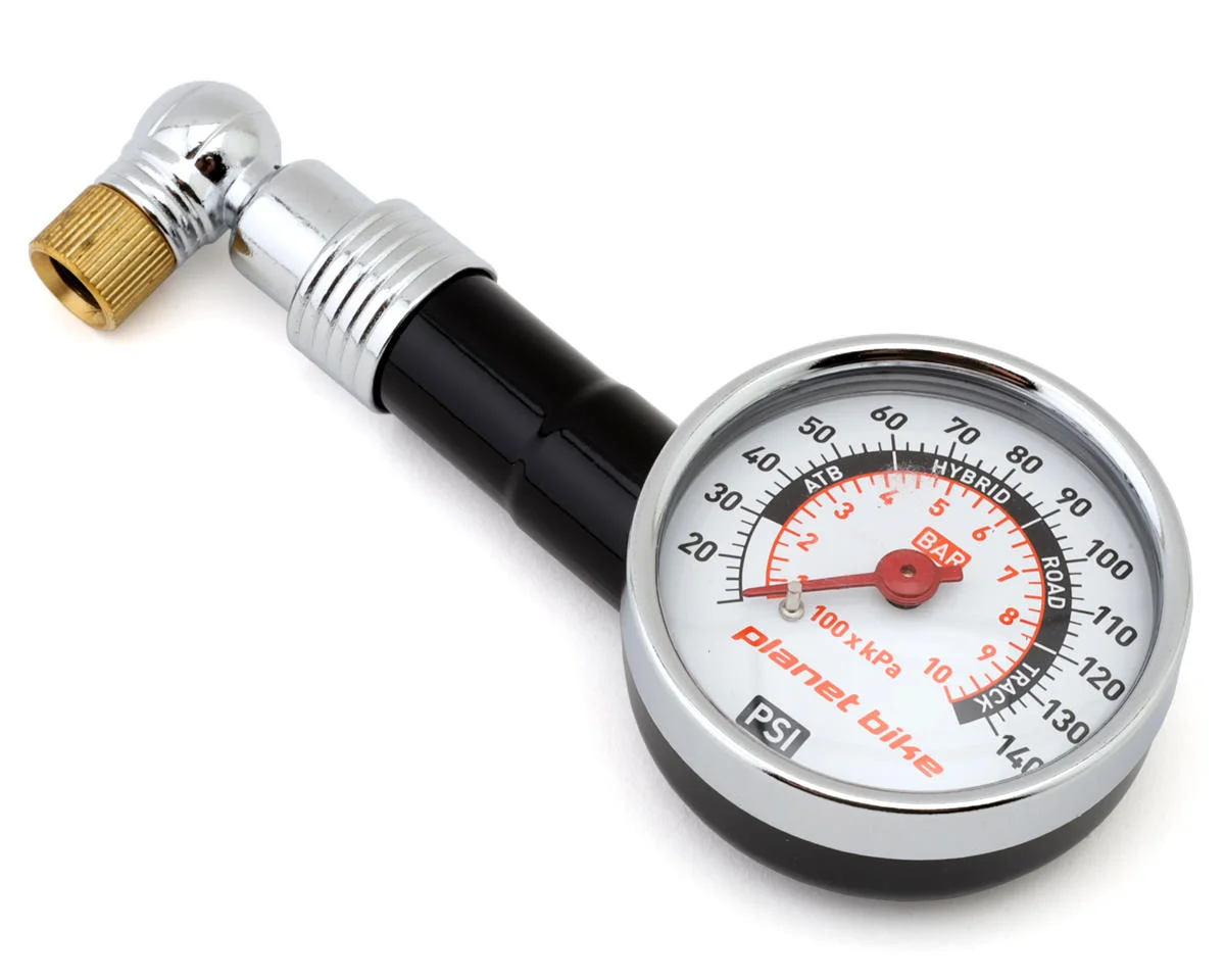 Planet Bike Dial Bike Tire Gauge (Black/Silver) (Presta/Schrader)